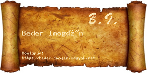Beder Imogén névjegykártya